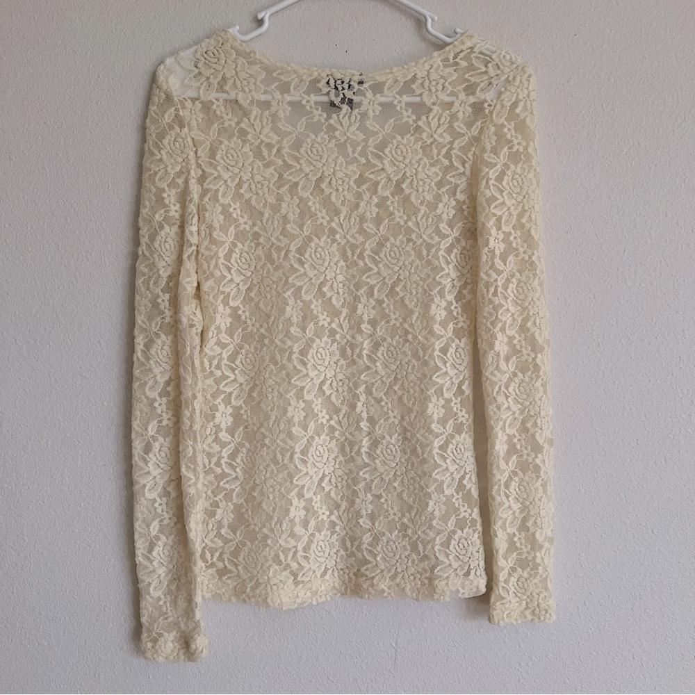 Rue21 Cream Lace Long Sleeve Top - Picture 3 of 5